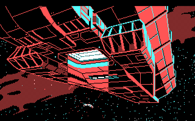 Space Quest III: The Pirates of Pestulon IBM PC/Compatibles Screenshot: The escape pod is captured by a garbage freighter.