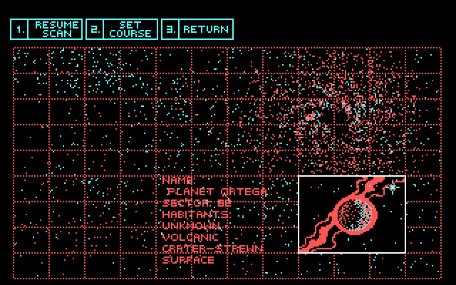 Space Quest III: The Pirates of Pestulon IBM PC/Compatibles Screenshot: Scanning the area.