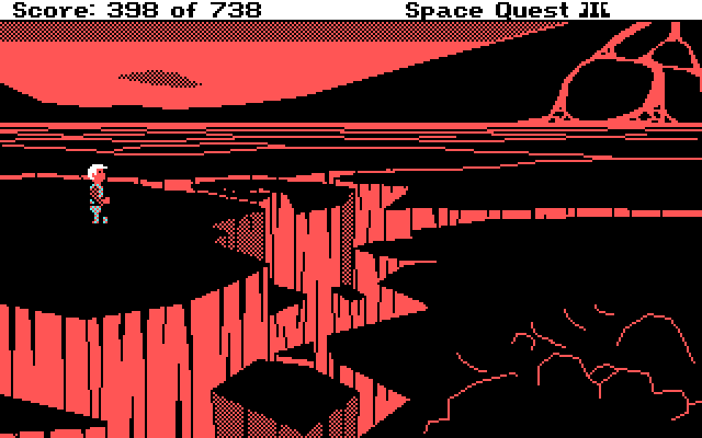 Space Quest III: The Pirates of Pestulon IBM PC/Compatibles Screenshot: Avoid the lava and crevices!