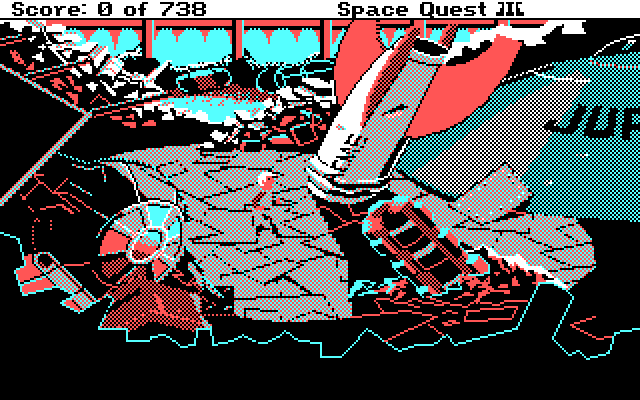 Space Quest III: The Pirates of Pestulon IBM PC/Compatibles Screenshot: Exploring...lots of sci-fi references!