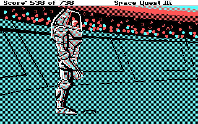 Space Quest III: The Pirates of Pestulon IBM PC/Compatibles Screenshot: Ready for battle...