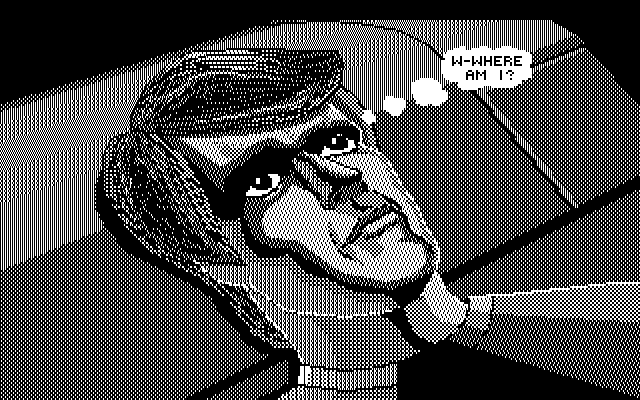 Space Quest III: The Pirates of Pestulon IBM PC/Compatibles Screenshot: Roger wakes up confused.