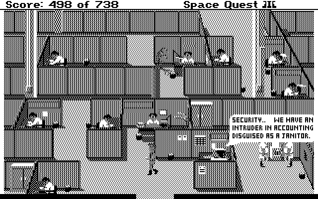Space Quest III: The Pirates of Pestulon IBM PC/Compatibles Screenshot: Intruder alert!