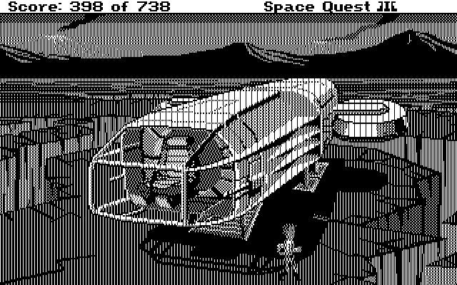 Space Quest III: The Pirates of Pestulon IBM PC/Compatibles Screenshot: Arrived on a volcanic planet.