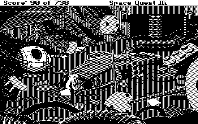 Space Quest III: The Pirates of Pestulon IBM PC/Compatibles Screenshot: This looks like a good ship!