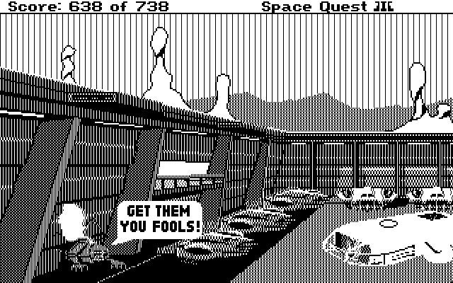 Space Quest III: The Pirates of Pestulon IBM PC/Compatibles Screenshot: Escaping!