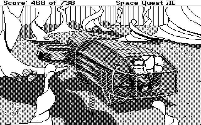 Space Quest III: The Pirates of Pestulon IBM PC/Compatibles Screenshot: Arrived on another planet.