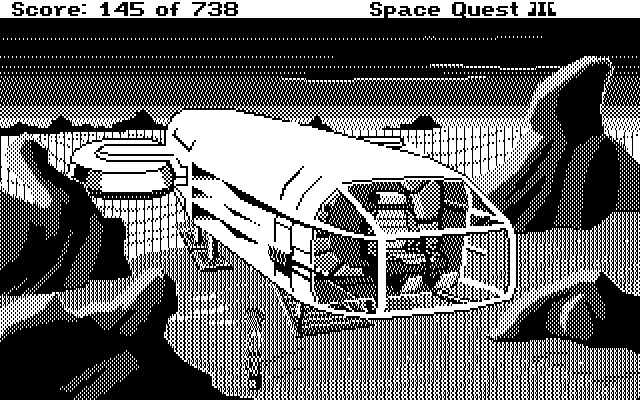 Space Quest III: The Pirates of Pestulon IBM PC/Compatibles Screenshot: Landing on a planet...