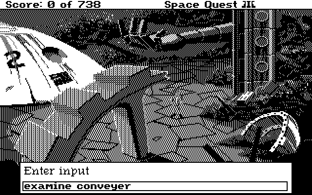 Space Quest III: The Pirates of Pestulon IBM PC/Compatibles Screenshot: Typing a command.