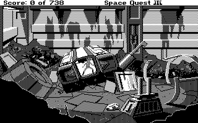 Space Quest III: The Pirates of Pestulon IBM PC/Compatibles Screenshot: The game starts here.