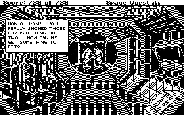 Space Quest III: The Pirates of Pestulon IBM PC/Compatibles Screenshot: Whew, that was close!