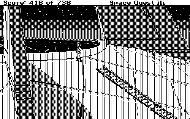 Space Quest III: The Pirates of Pestulon IBM PC/Compatibles Screenshot: On top of some structure...