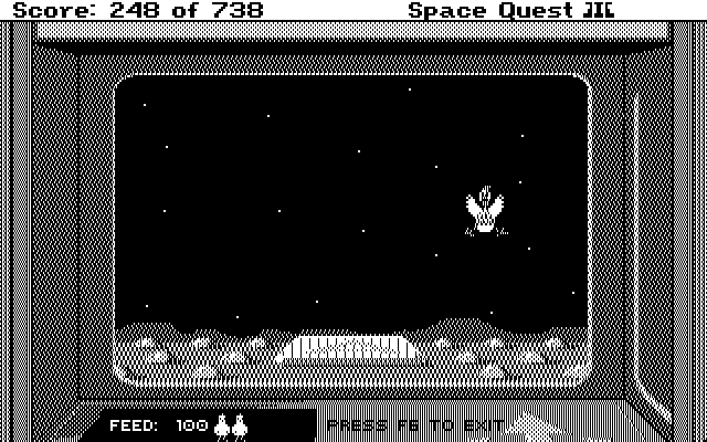 Space Quest III: The Pirates of Pestulon IBM PC/Compatibles Screenshot: Playing the Astro Chicken game...