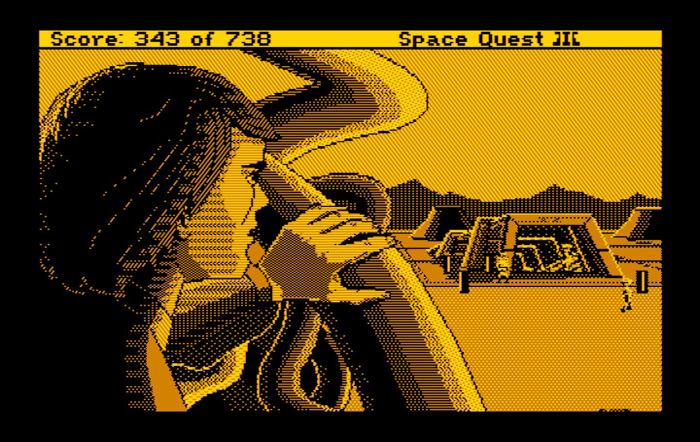 Space Quest III: The Pirates of Pestulon IBM PC/Compatibles Screenshot: ScumSoft looks well guarded!