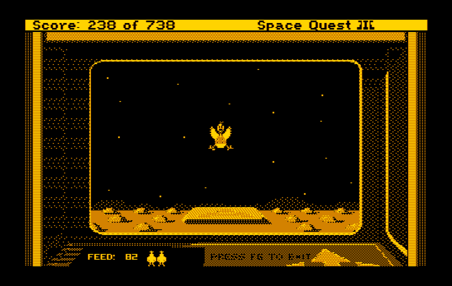Space Quest III: The Pirates of Pestulon IBM PC/Compatibles Screenshot: Playing Astro Chicken.