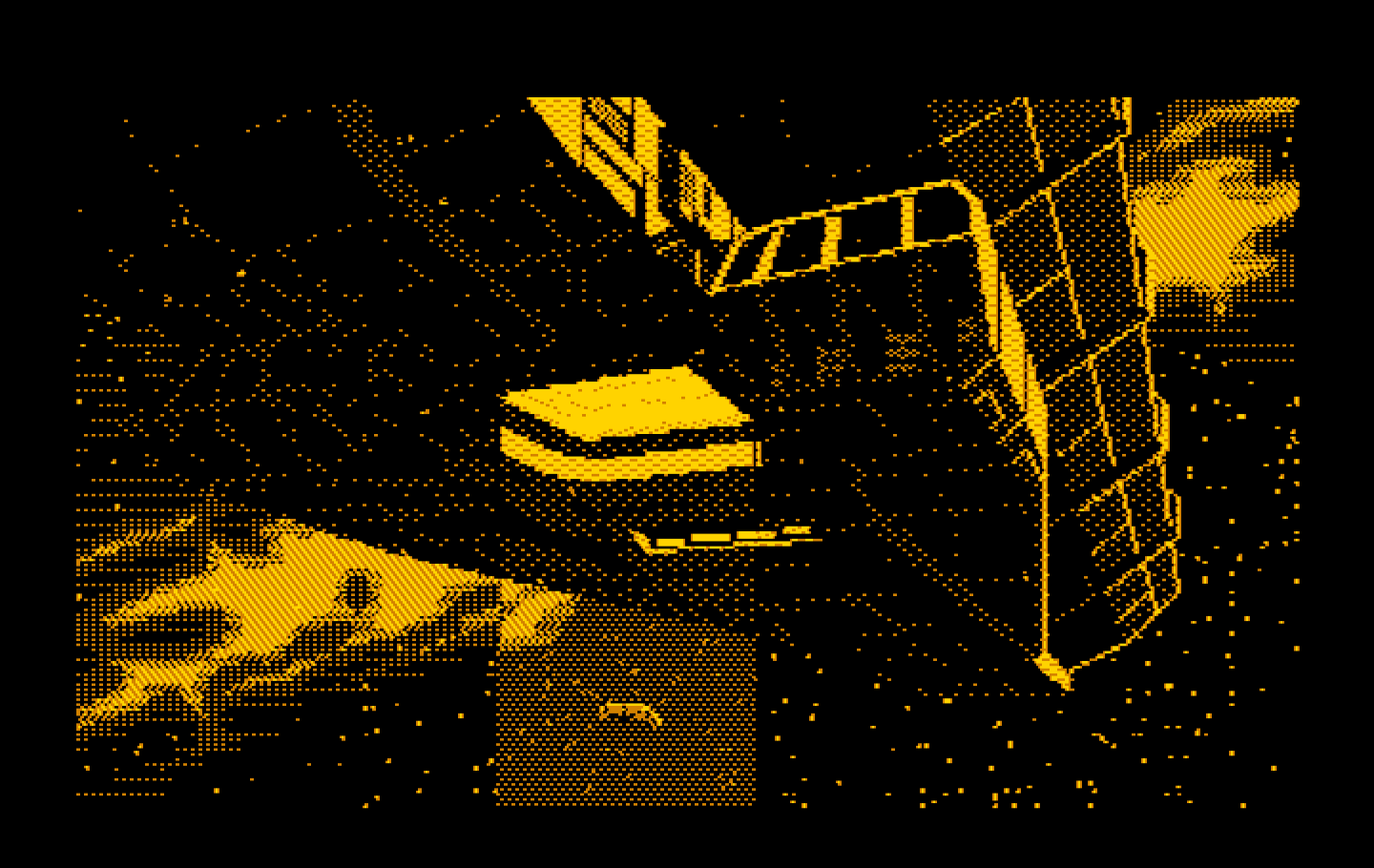 Space Quest III: The Pirates of Pestulon IBM PC/Compatibles Screenshot: Roger is beamed aboard a garbage freighter.