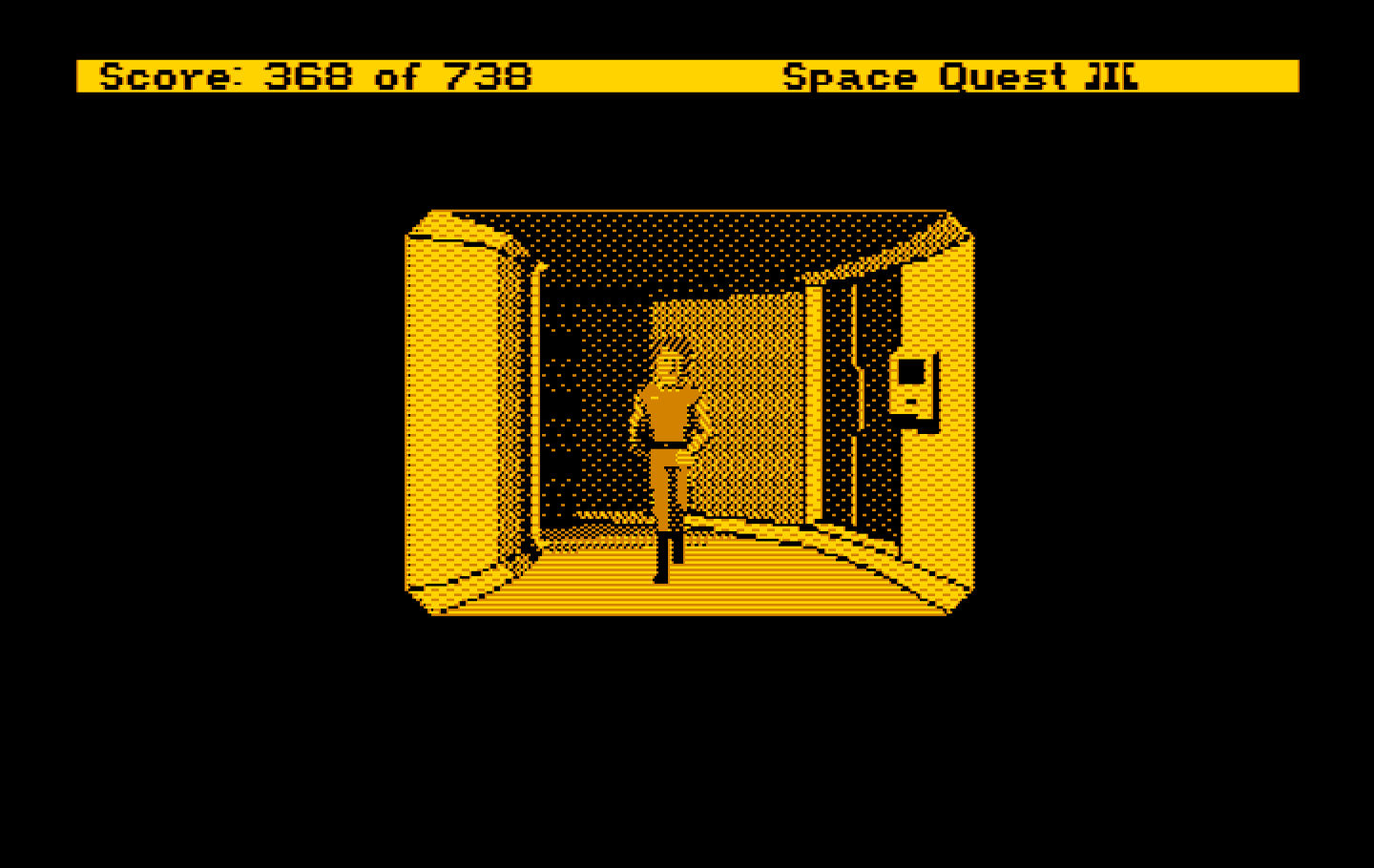 Space Quest III: The Pirates of Pestulon IBM PC/Compatibles Screenshot: A security door! I wonder if I can break in?