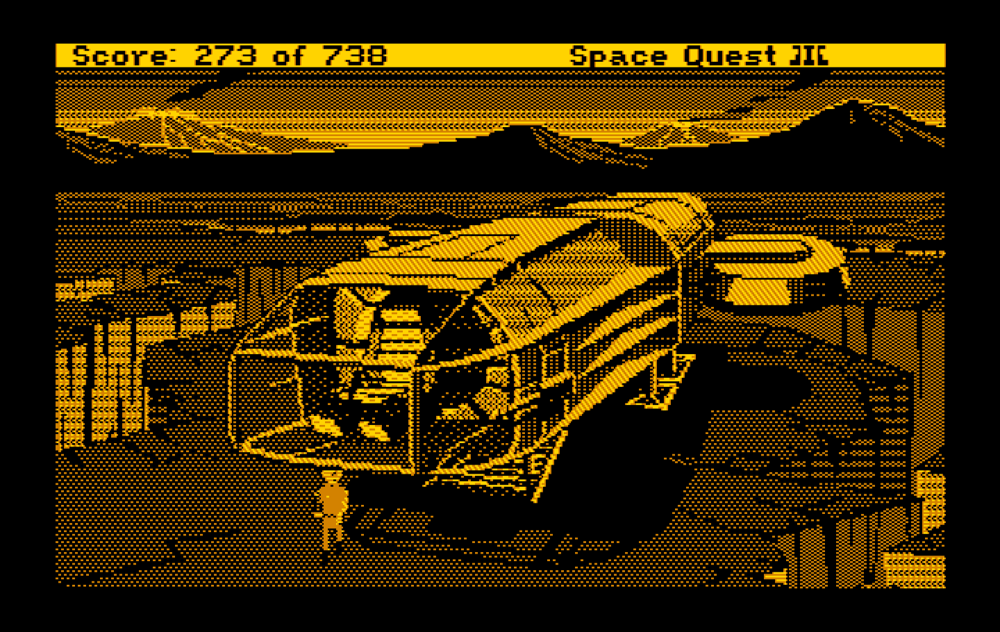 Space Quest III: The Pirates of Pestulon IBM PC/Compatibles Screenshot: Landed on a volcanic planet.
