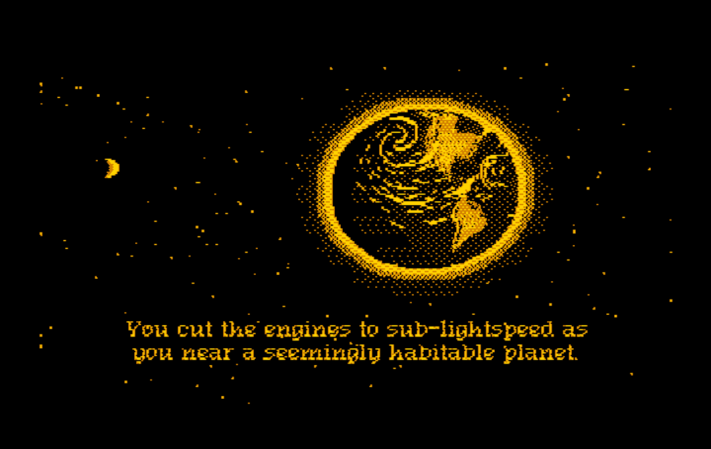 Space Quest III: The Pirates of Pestulon IBM PC/Compatibles Screenshot: Looks like a nice place to land...