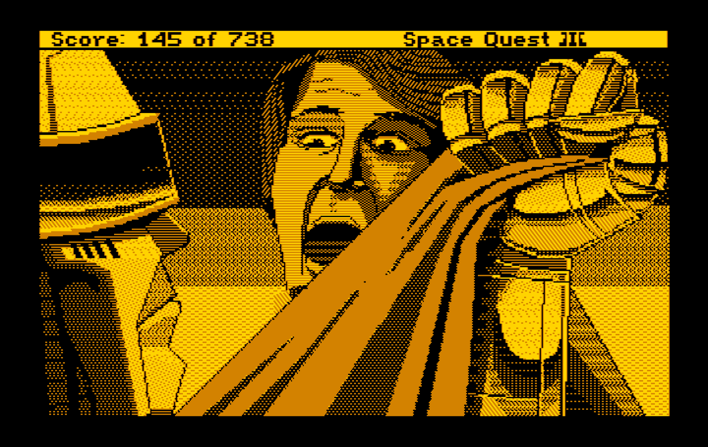 Space Quest III: The Pirates of Pestulon IBM PC/Compatibles Screenshot: Roger's in trouble again!