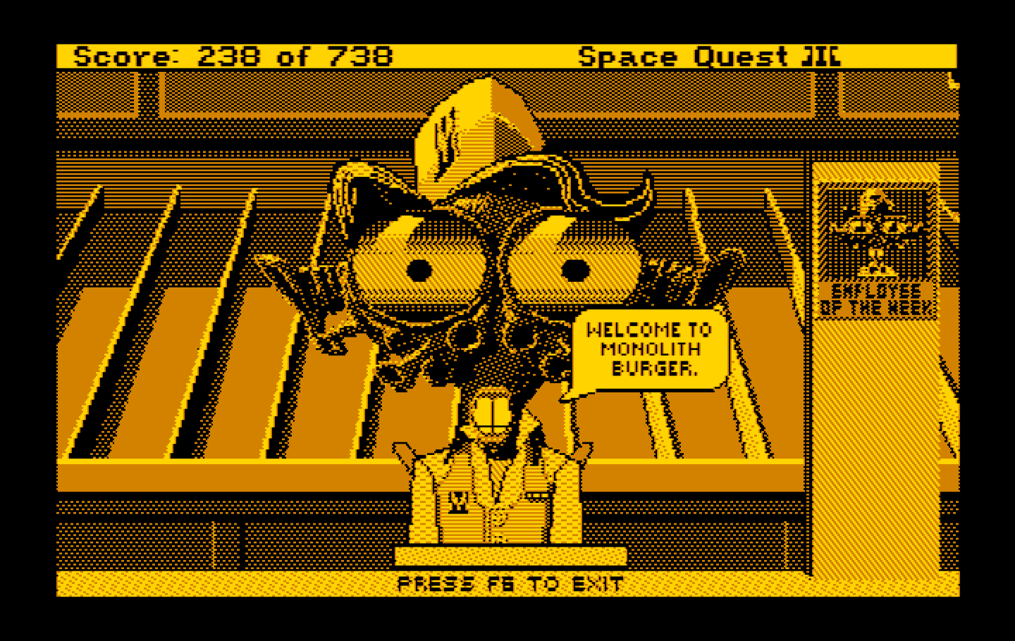 Space Quest III: The Pirates of Pestulon IBM PC/Compatibles Screenshot: Placing an order...