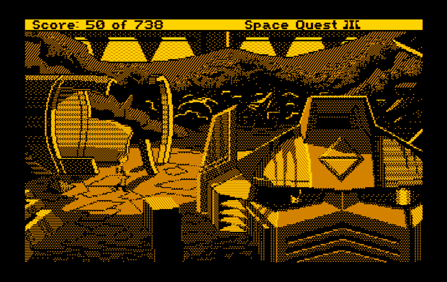 Space Quest III: The Pirates of Pestulon IBM PC/Compatibles Screenshot: Looks like a giant robot head!