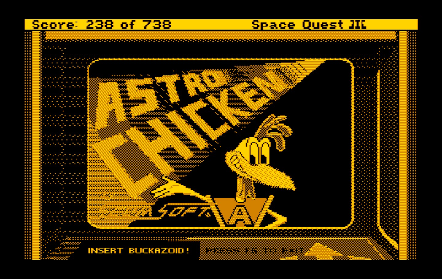 Space Quest III: The Pirates of Pestulon IBM PC/Compatibles Screenshot: The Astro Chicken mini-game!