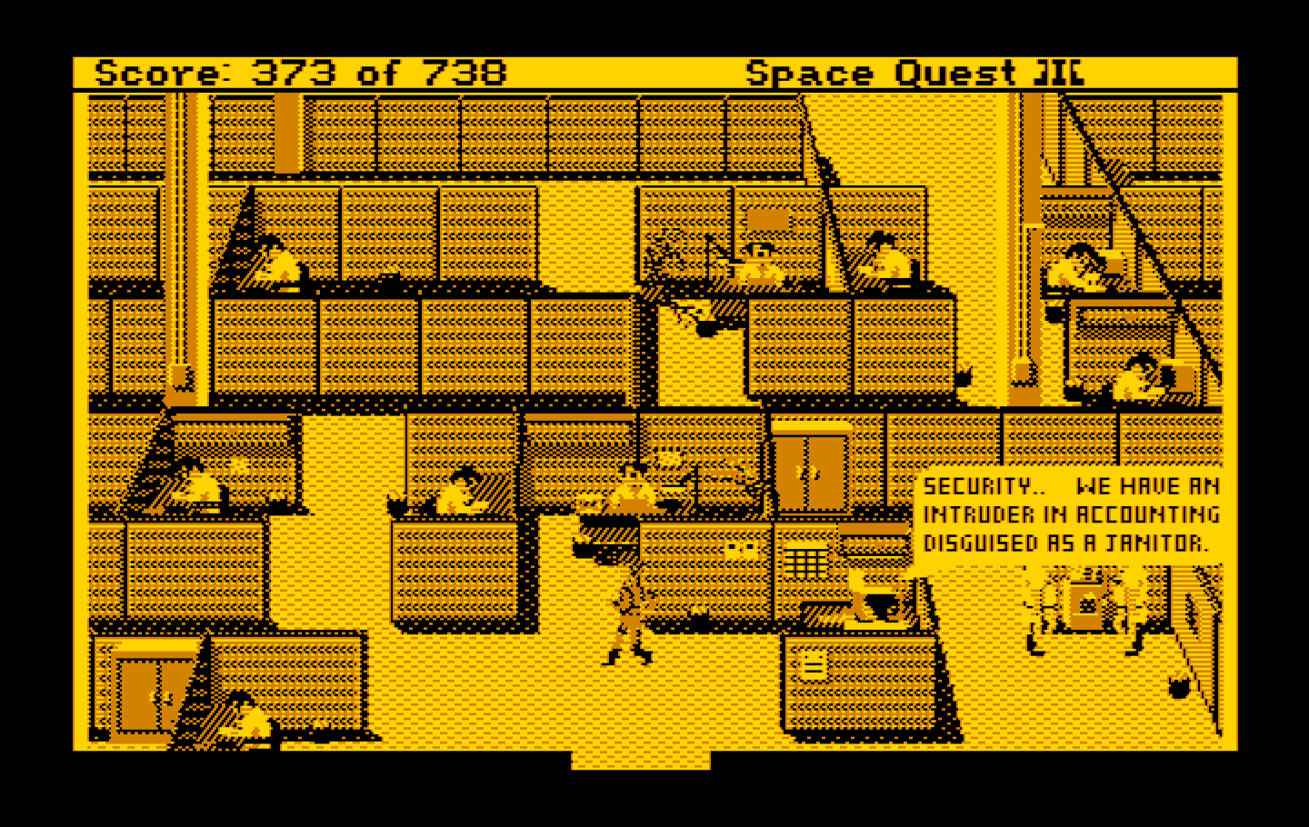 Space Quest III: The Pirates of Pestulon IBM PC/Compatibles Screenshot: Uh oh! I've been discovered!