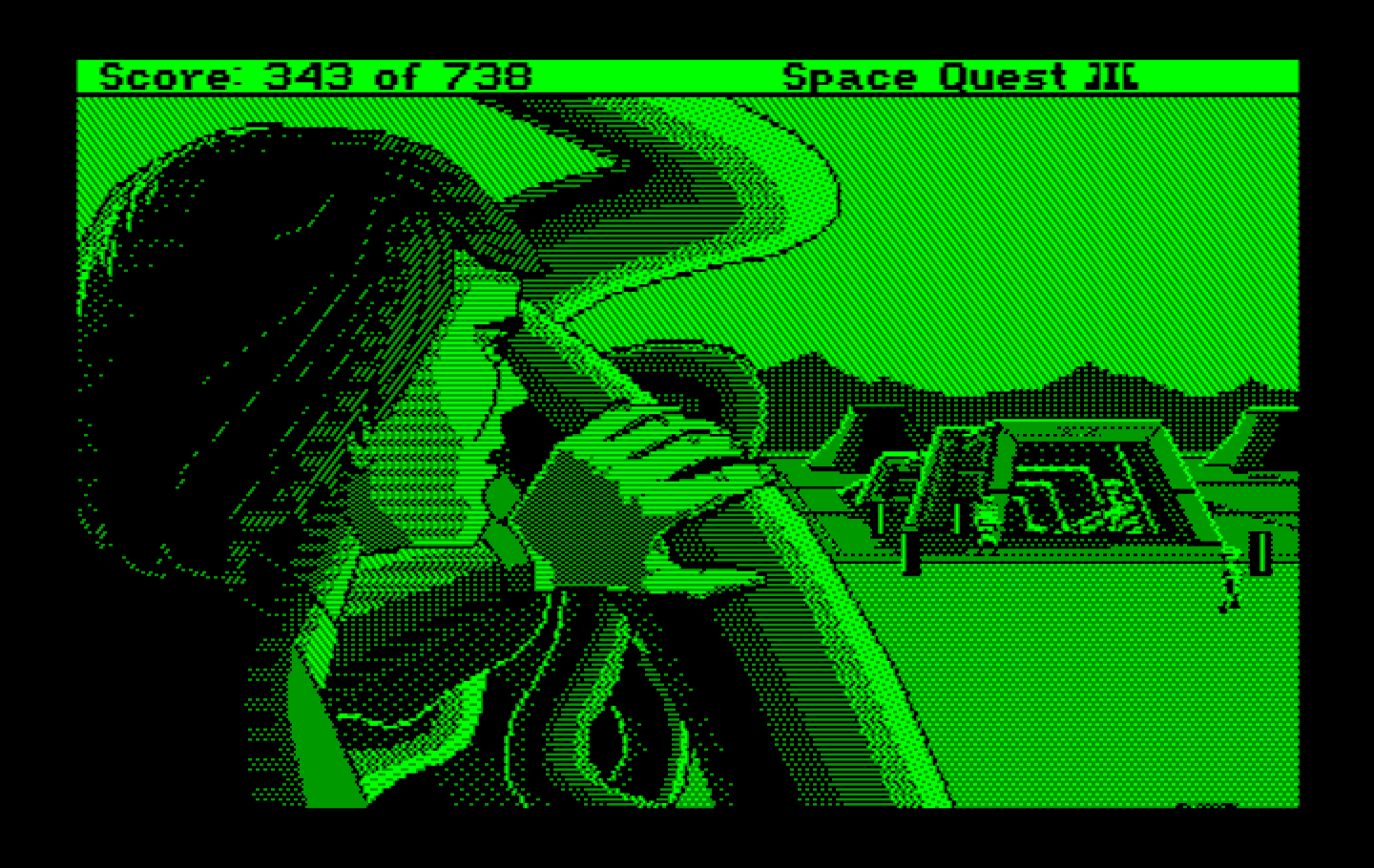 Space Quest III: The Pirates of Pestulon IBM PC/Compatibles Screenshot: ScumSoft looks well guarded!