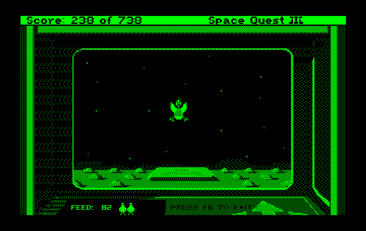 Space Quest III: The Pirates of Pestulon IBM PC/Compatibles Screenshot: Playing Astro Chicken.
