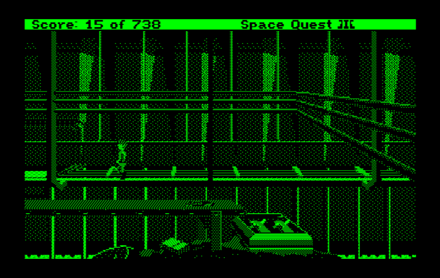 Space Quest III: The Pirates of Pestulon IBM PC/Compatibles Screenshot: I narrowly avoided falling into a trash compactor!