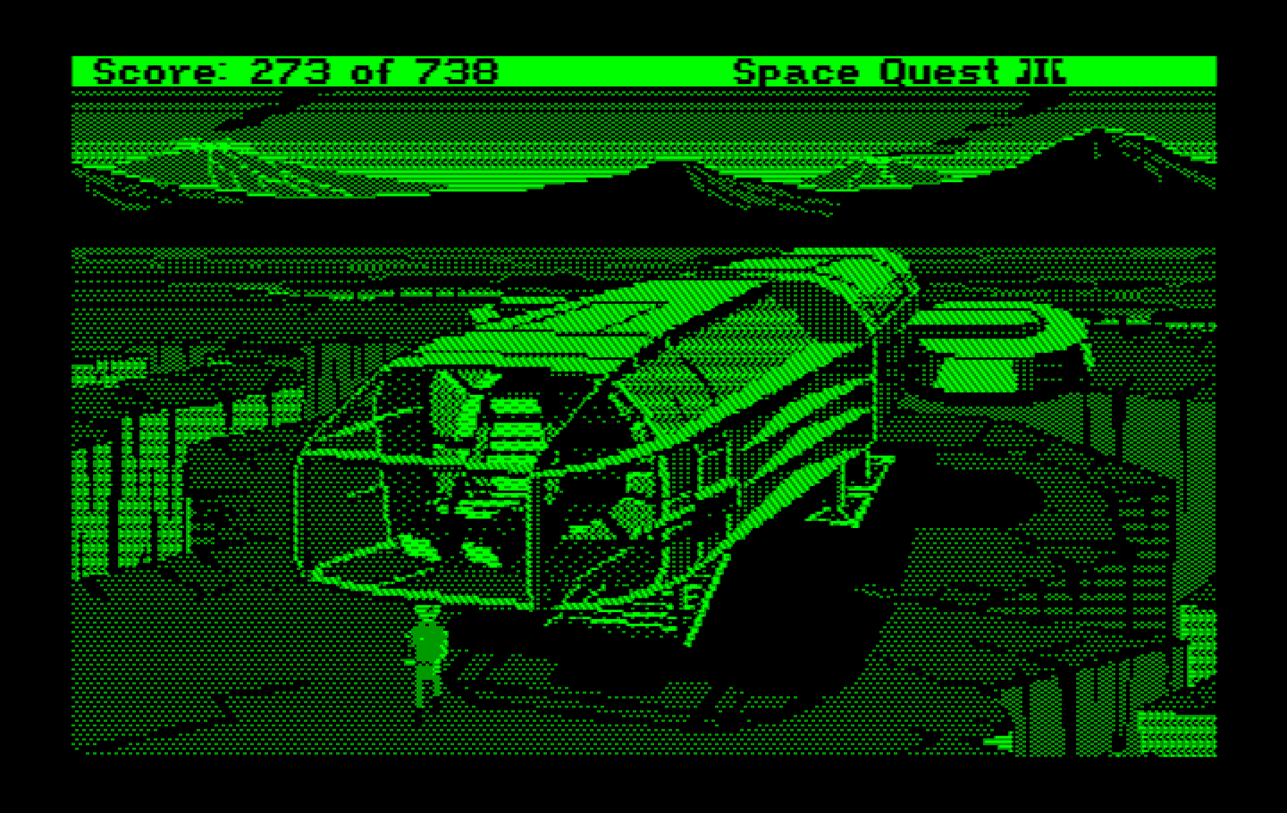 Space Quest III: The Pirates of Pestulon IBM PC/Compatibles Screenshot: Landed on a volcanic planet.