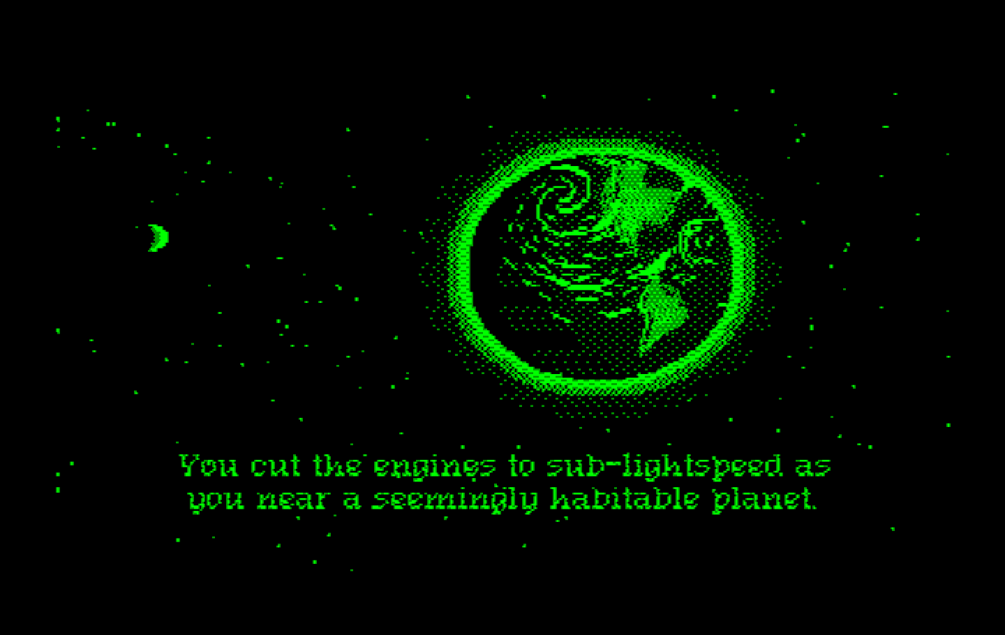 Space Quest III: The Pirates of Pestulon IBM PC/Compatibles Screenshot: Looks like a nice place to land...