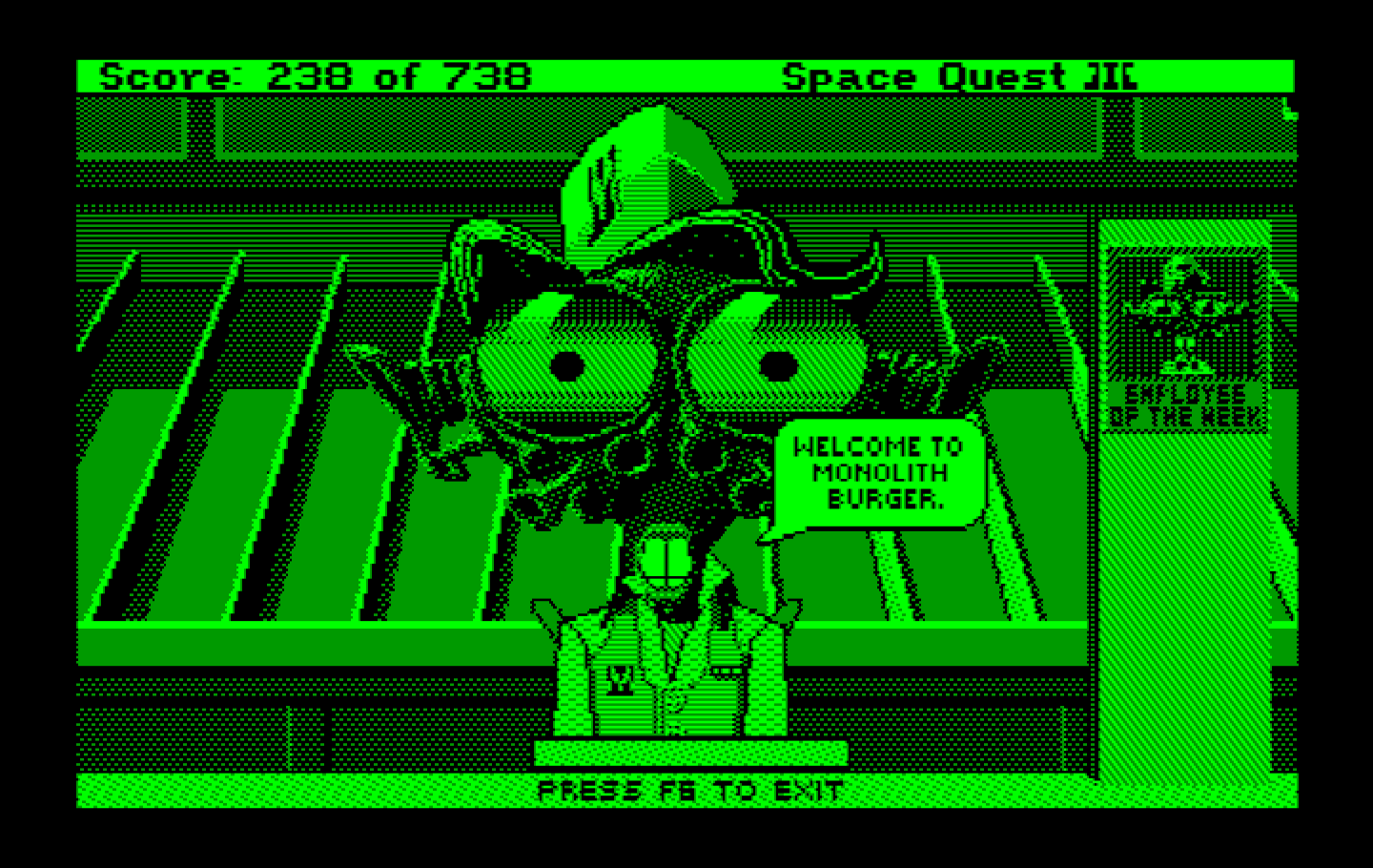 Space Quest III: The Pirates of Pestulon IBM PC/Compatibles Screenshot: Placing an order...