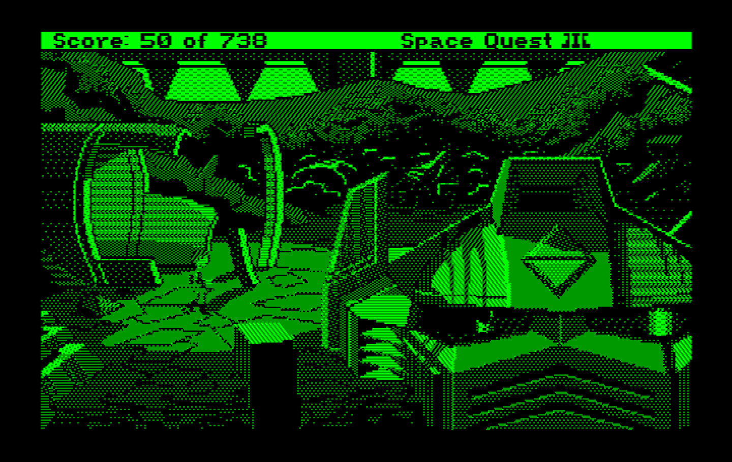 Space Quest III: The Pirates of Pestulon IBM PC/Compatibles Screenshot: Looks like a giant robot head!