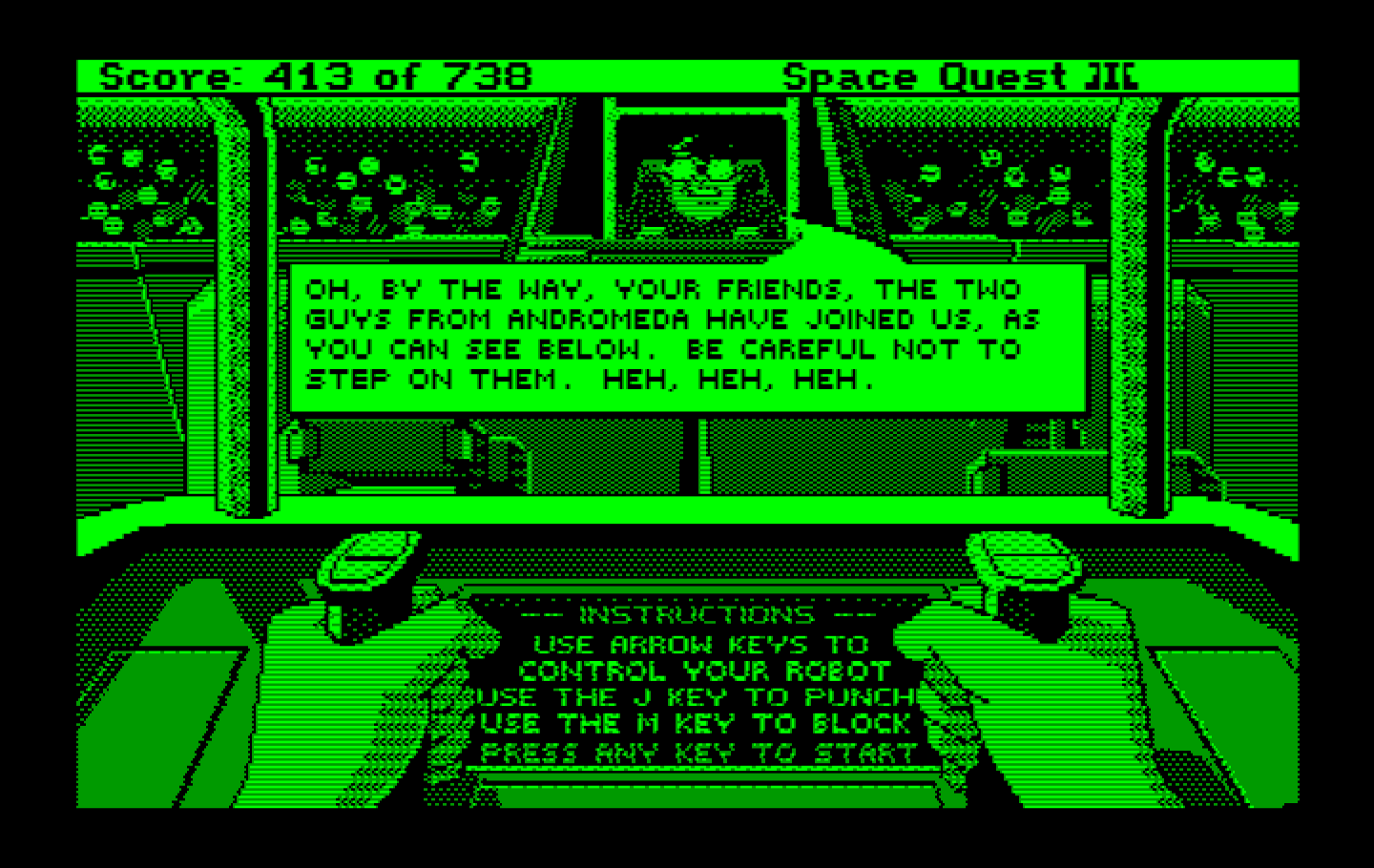 Space Quest III: The Pirates of Pestulon IBM PC/Compatibles Screenshot: The rules of the game...