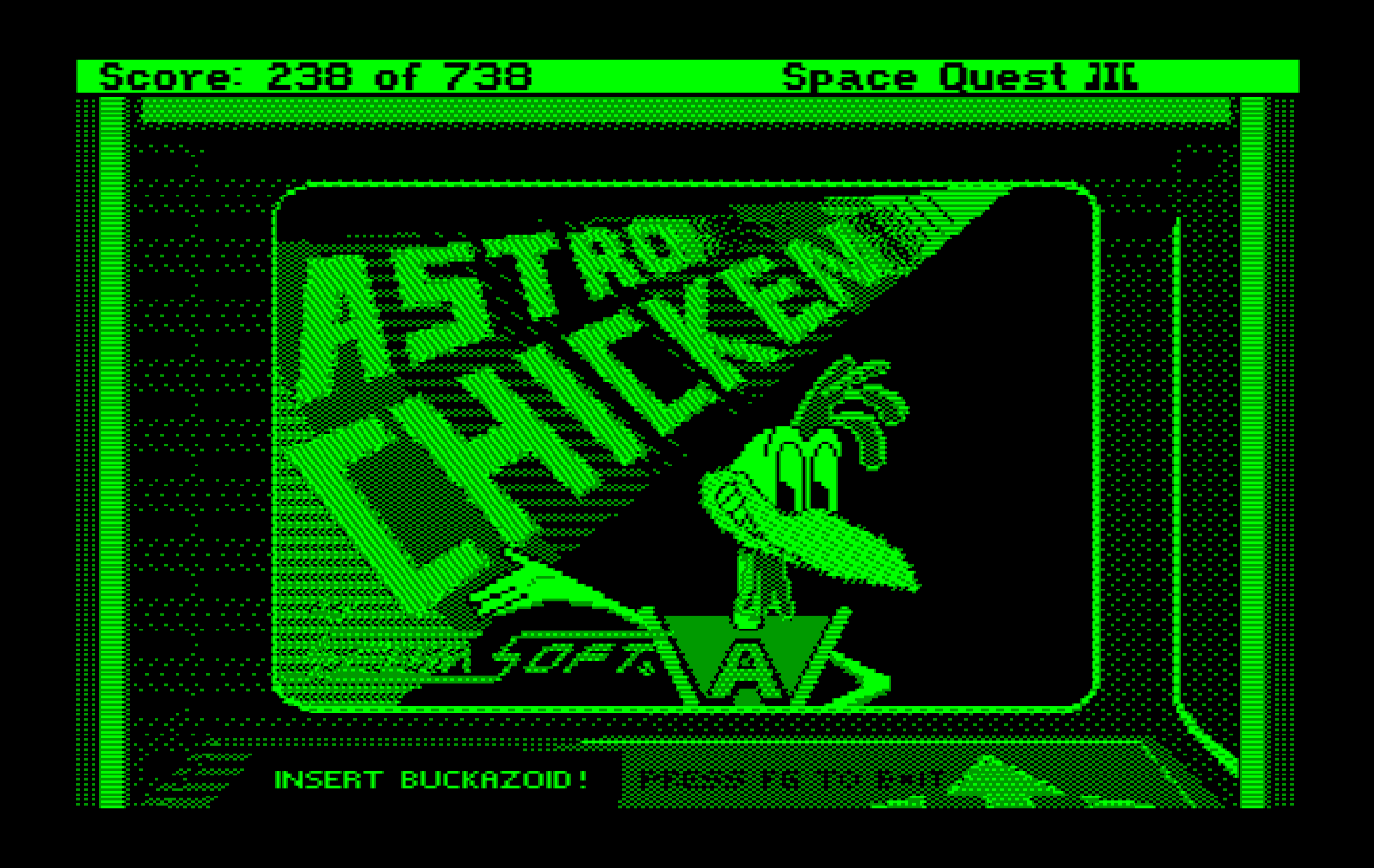 Space Quest III: The Pirates of Pestulon IBM PC/Compatibles Screenshot: The Astro Chicken mini-game!