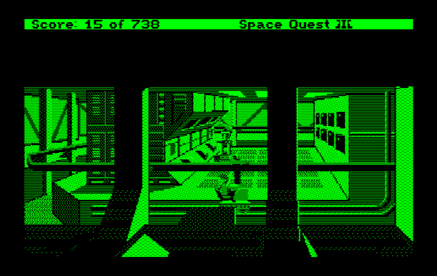 Space Quest III: The Pirates of Pestulon IBM PC/Compatibles Screenshot: Riding the grabber...