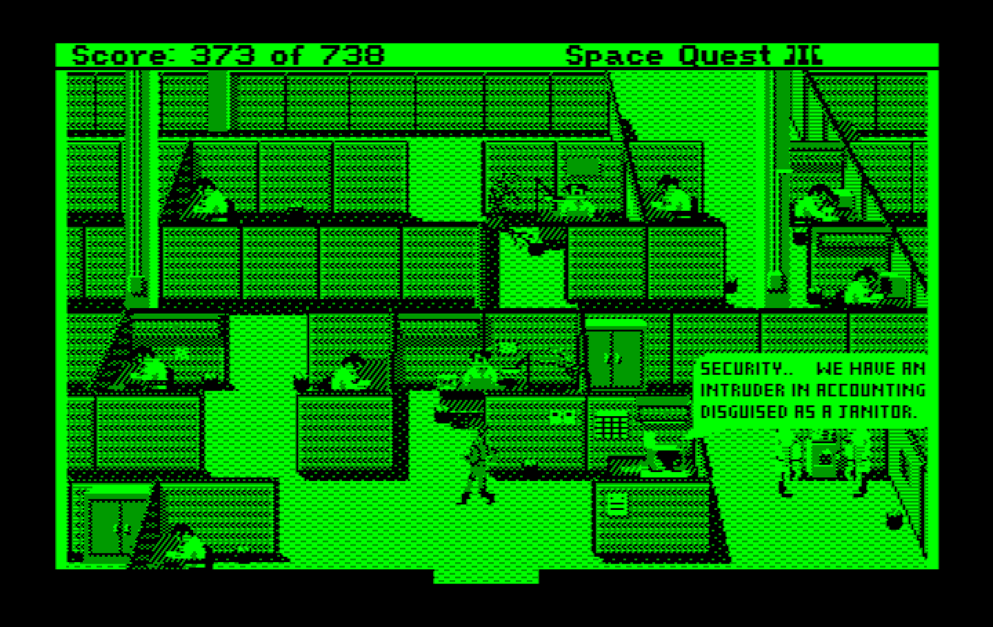 Space Quest III: The Pirates of Pestulon IBM PC/Compatibles Screenshot: Uh oh! I've been discovered!