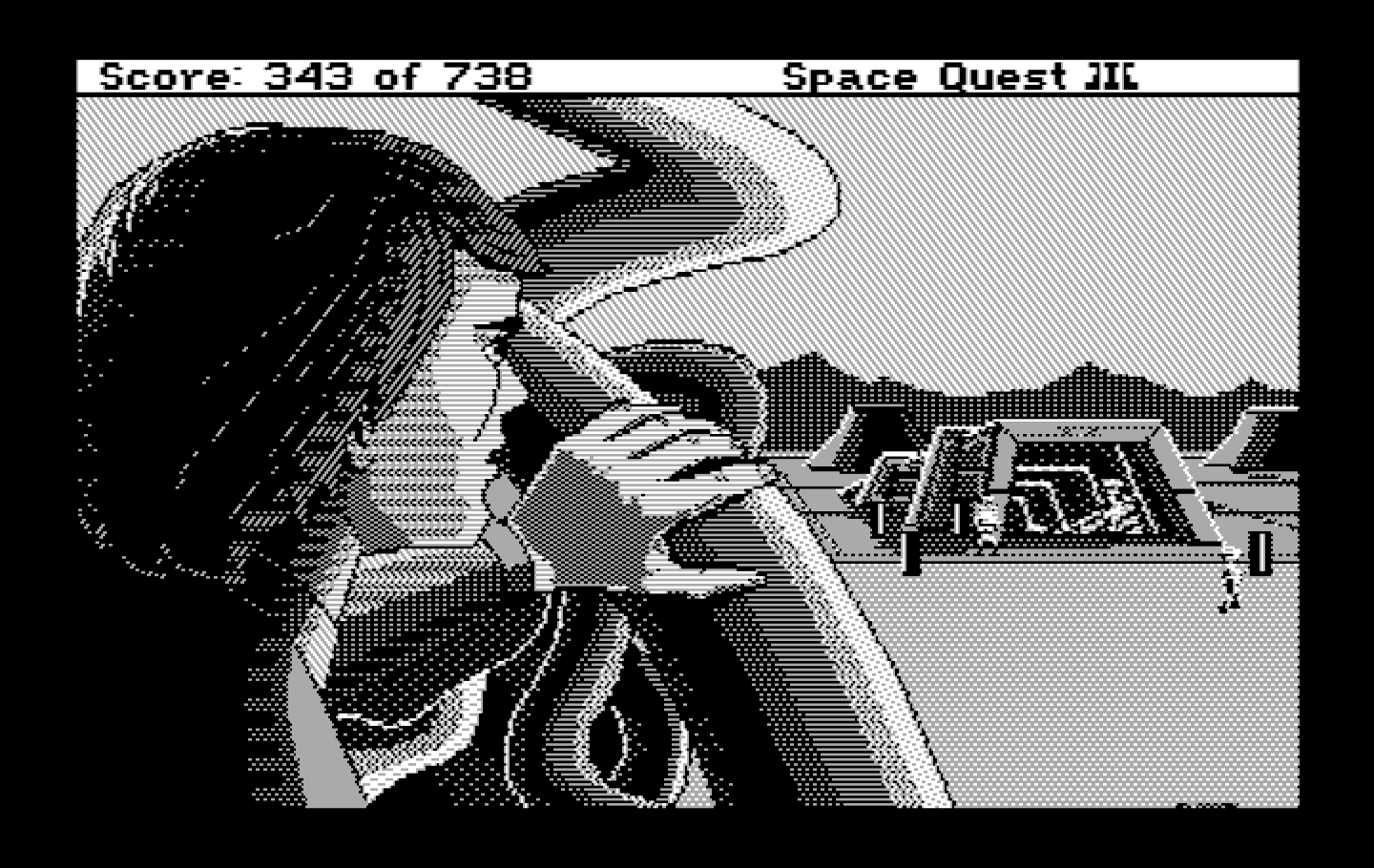 Space Quest III: The Pirates of Pestulon IBM PC/Compatibles Screenshot: ScumSoft looks well guarded!