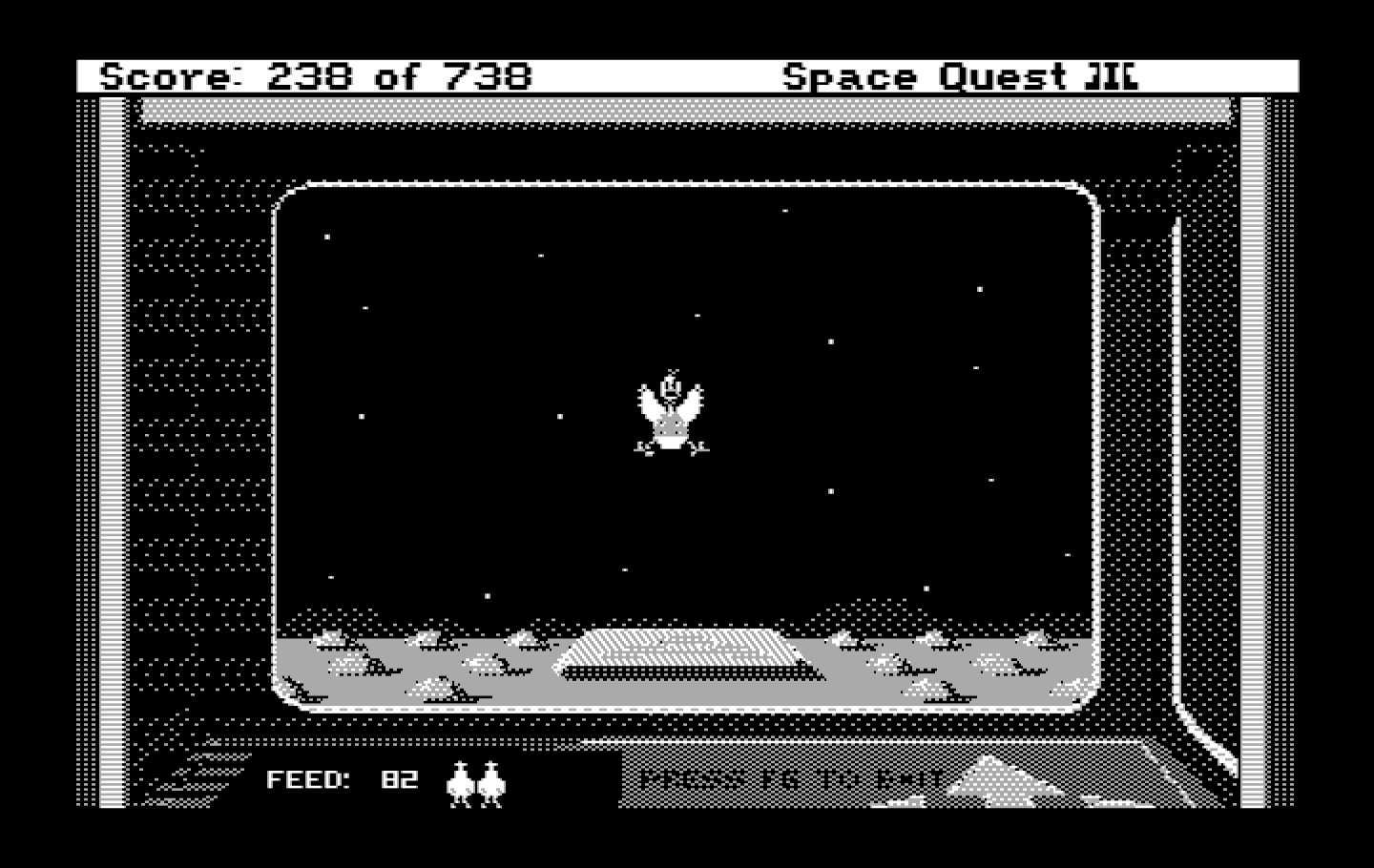 Space Quest III: The Pirates of Pestulon IBM PC/Compatibles Screenshot: Playing Astro Chicken.