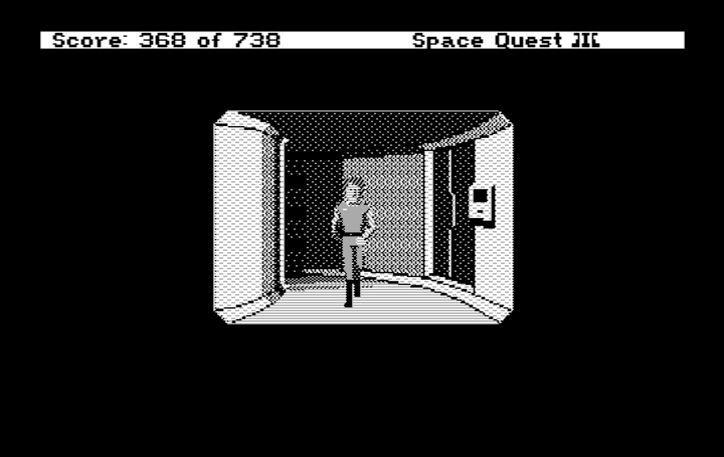 Space Quest III: The Pirates of Pestulon IBM PC/Compatibles Screenshot: A security door! I wonder if I can break in?