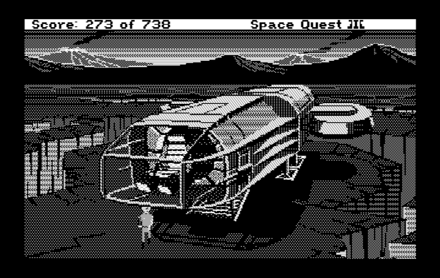 Space Quest III: The Pirates of Pestulon IBM PC/Compatibles Screenshot: Landed on a volcanic planet.