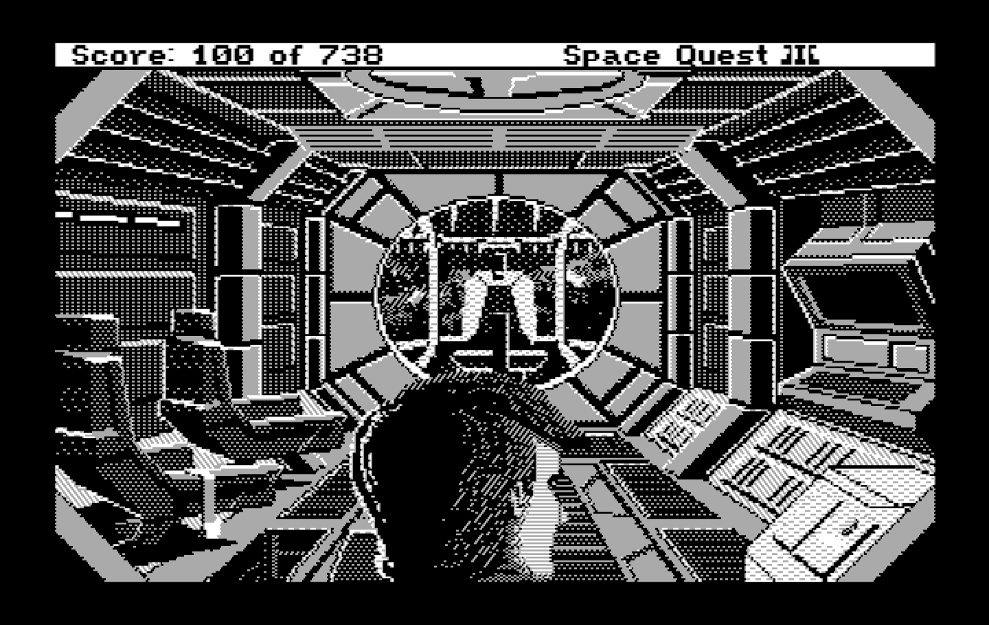 Space Quest III: The Pirates of Pestulon IBM PC/Compatibles Screenshot: Roger survey's the ship.