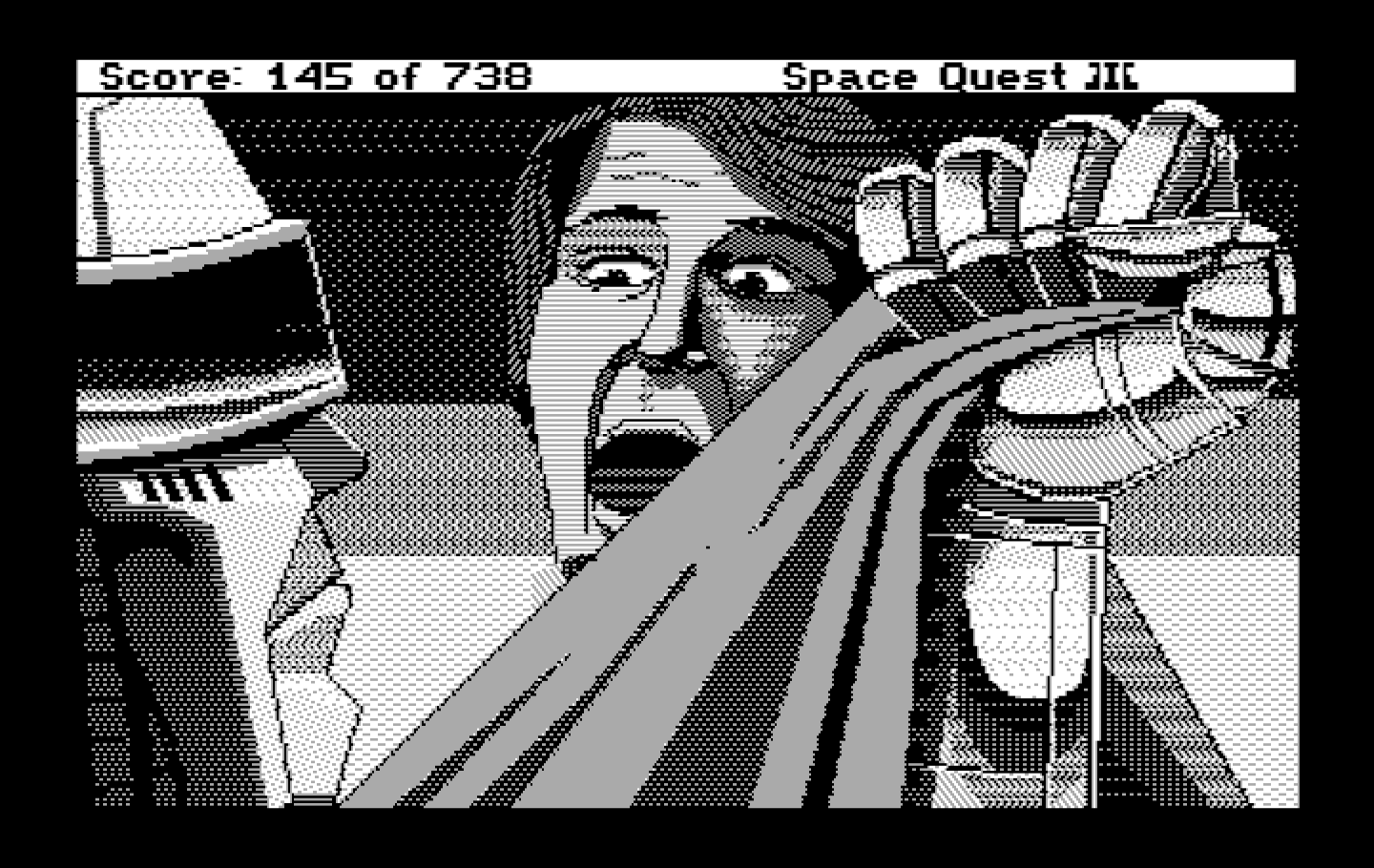 Space Quest III: The Pirates of Pestulon IBM PC/Compatibles Screenshot: Roger's in trouble again!