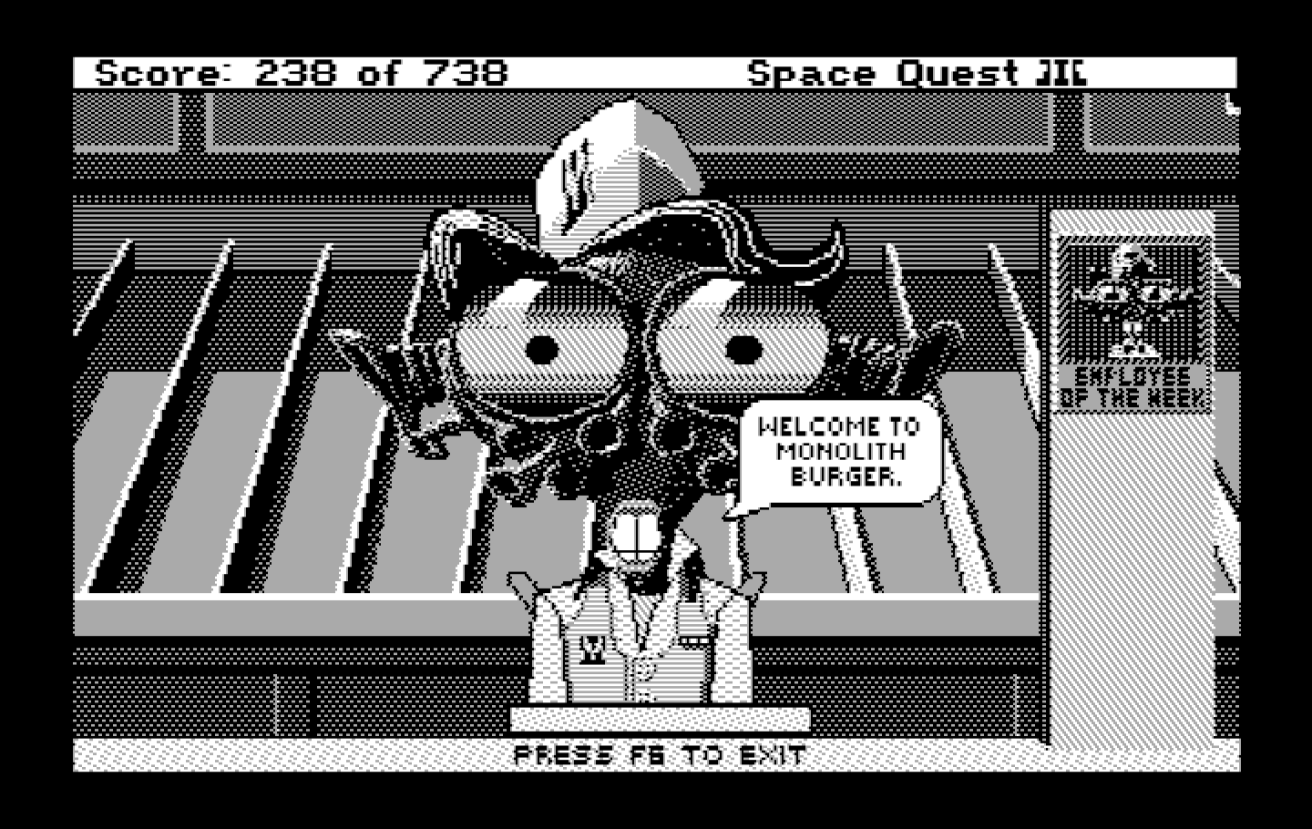 Space Quest III: The Pirates of Pestulon IBM PC/Compatibles Screenshot: Placing an order...