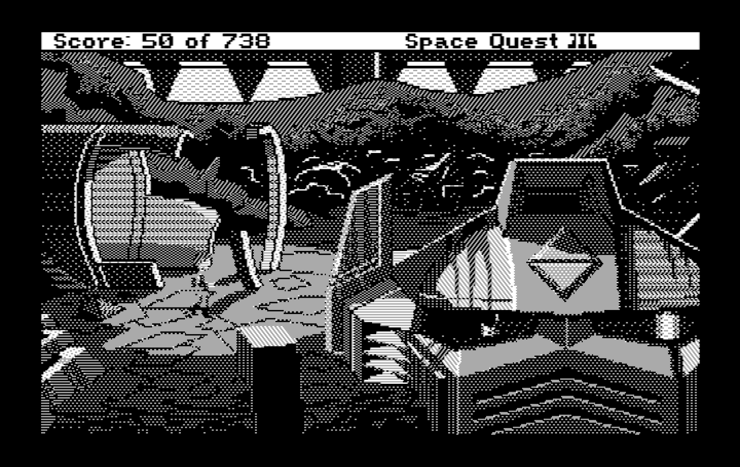 Space Quest III: The Pirates of Pestulon IBM PC/Compatibles Screenshot: Looks like a giant robot head!