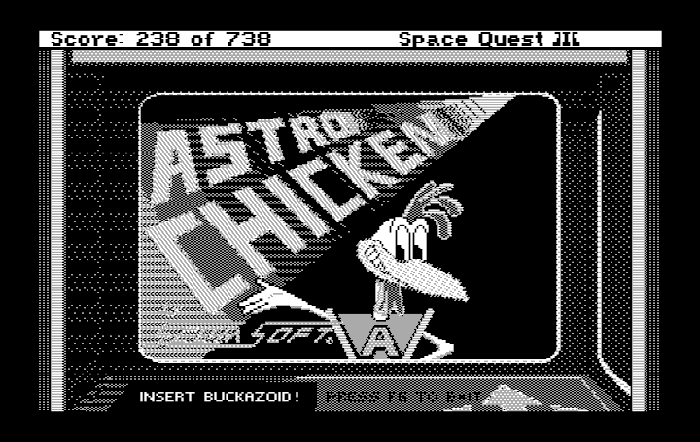 Space Quest III: The Pirates of Pestulon IBM PC/Compatibles Screenshot: The Astro Chicken mini-game!