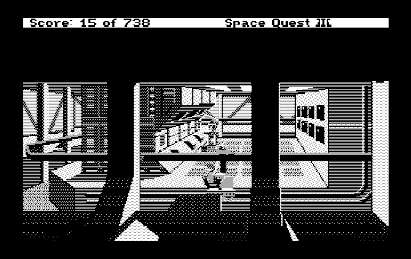 Space Quest III: The Pirates of Pestulon IBM PC/Compatibles Screenshot: Riding the grabber...