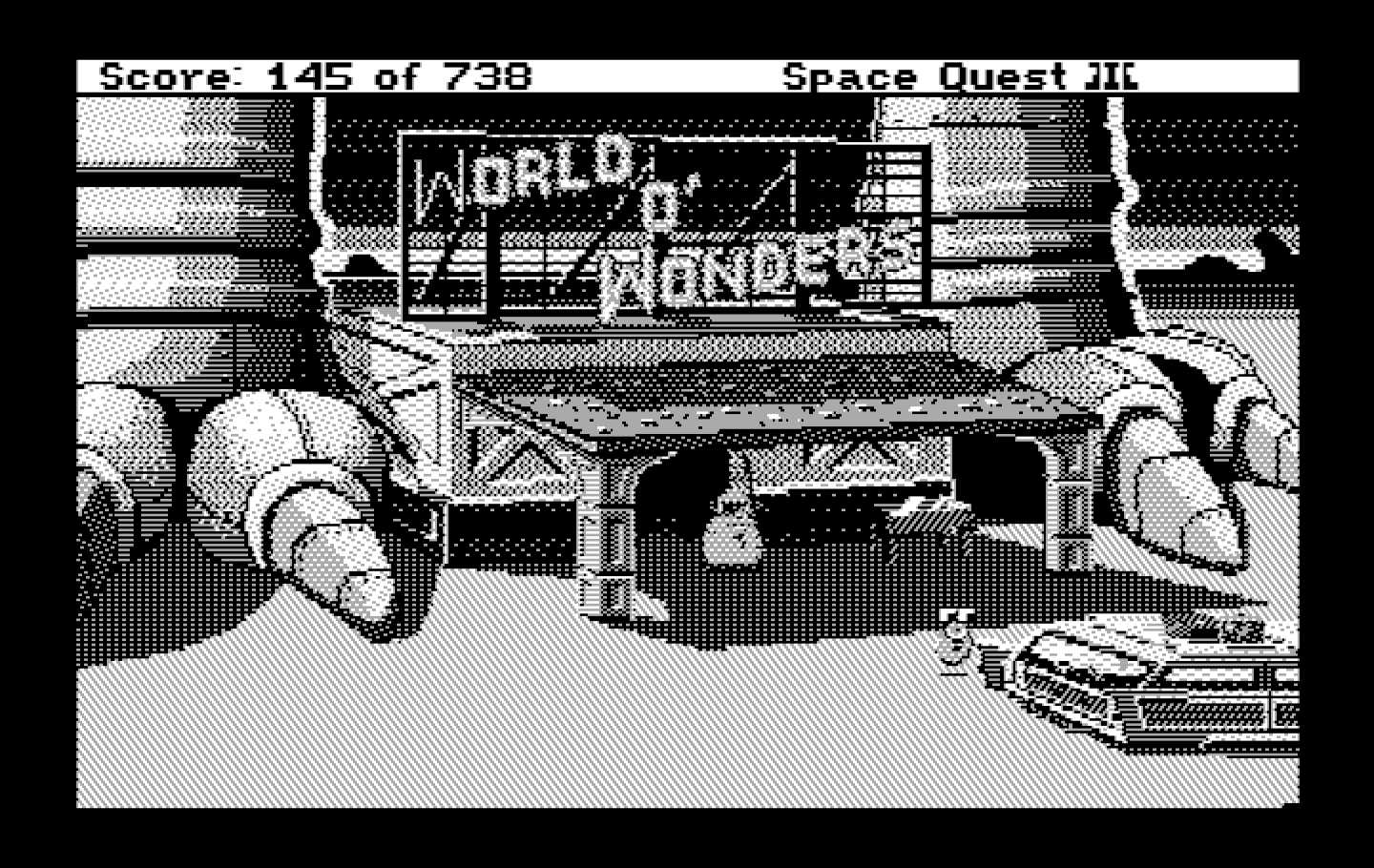Space Quest III: The Pirates of Pestulon IBM PC/Compatibles Screenshot: Welcome to the World O' Wonders!